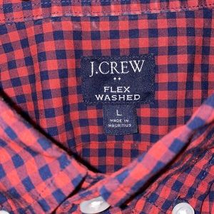 Blue and Red check button up